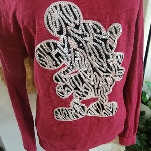 Disney Parks Long Sleeve Mickey Sequins Top